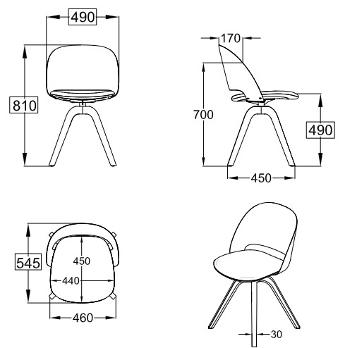 polo sedia bontempi casa in legno 34.63R misure